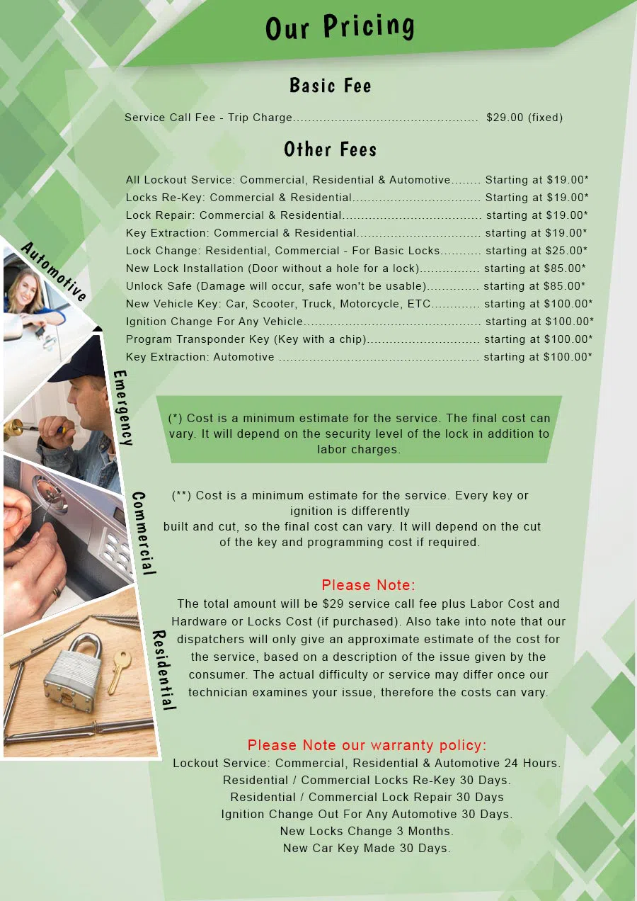 Montclair Locksmith Service Montclair, NJ 973-317-9330 - Pricelist-2